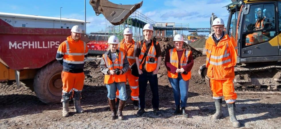 Hereford Collage of Arts students pictured onsite alongside McPhillips staff