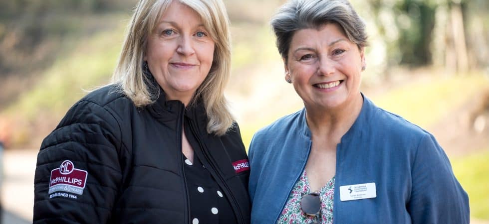 McPhillips company secretary Val Hardy stood with Sonia Roberts, trustee at Shropshire Community Foundation.
