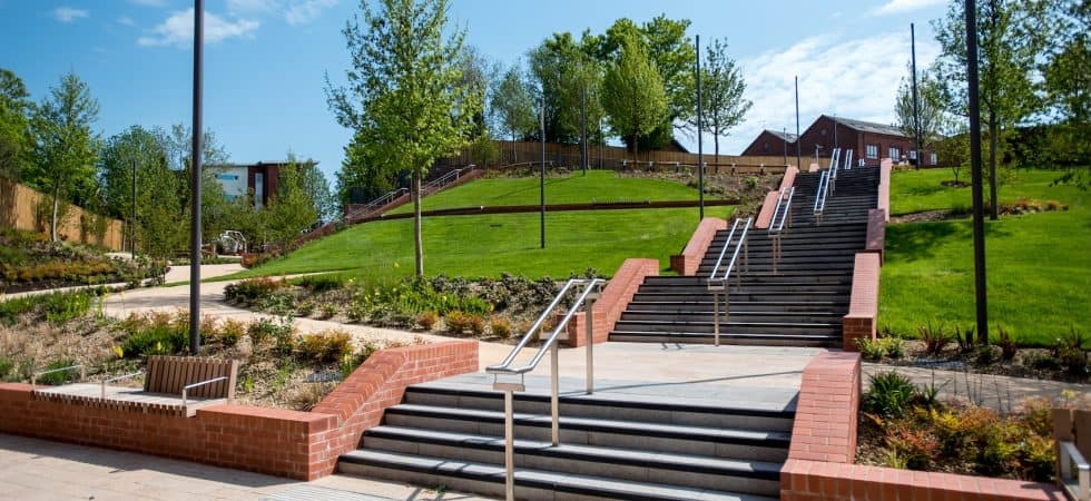 A view from the bottom of the steps at Talbot Park in Kidderminster.